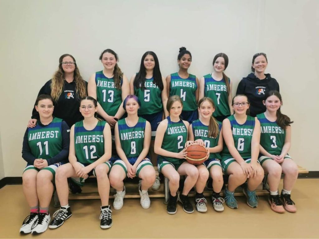 Amherst A's U14 Basketball Team Photo before chamionship